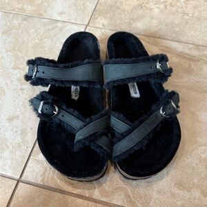 BIRKENSTOCK Black Mayari Shearling Natural Leather Oiled